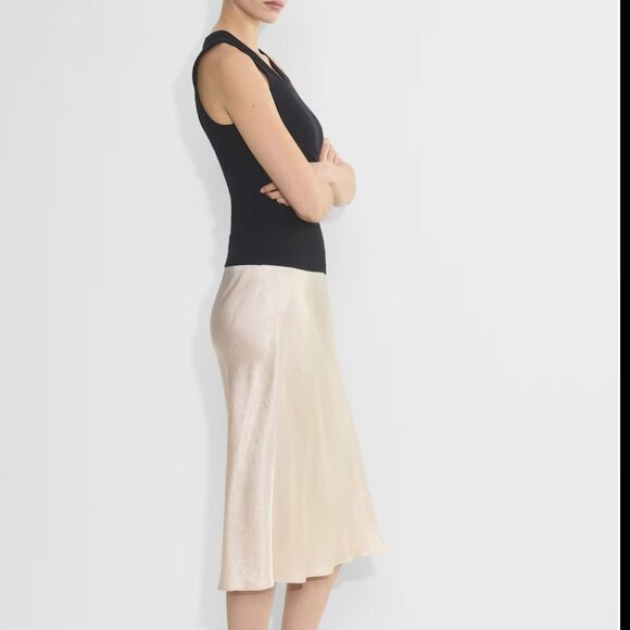 Babaton | Aritzia High-Rise Satin Midi Slip Skirt Cream Butter Yellow | Size 4 - Picture 2 of 9